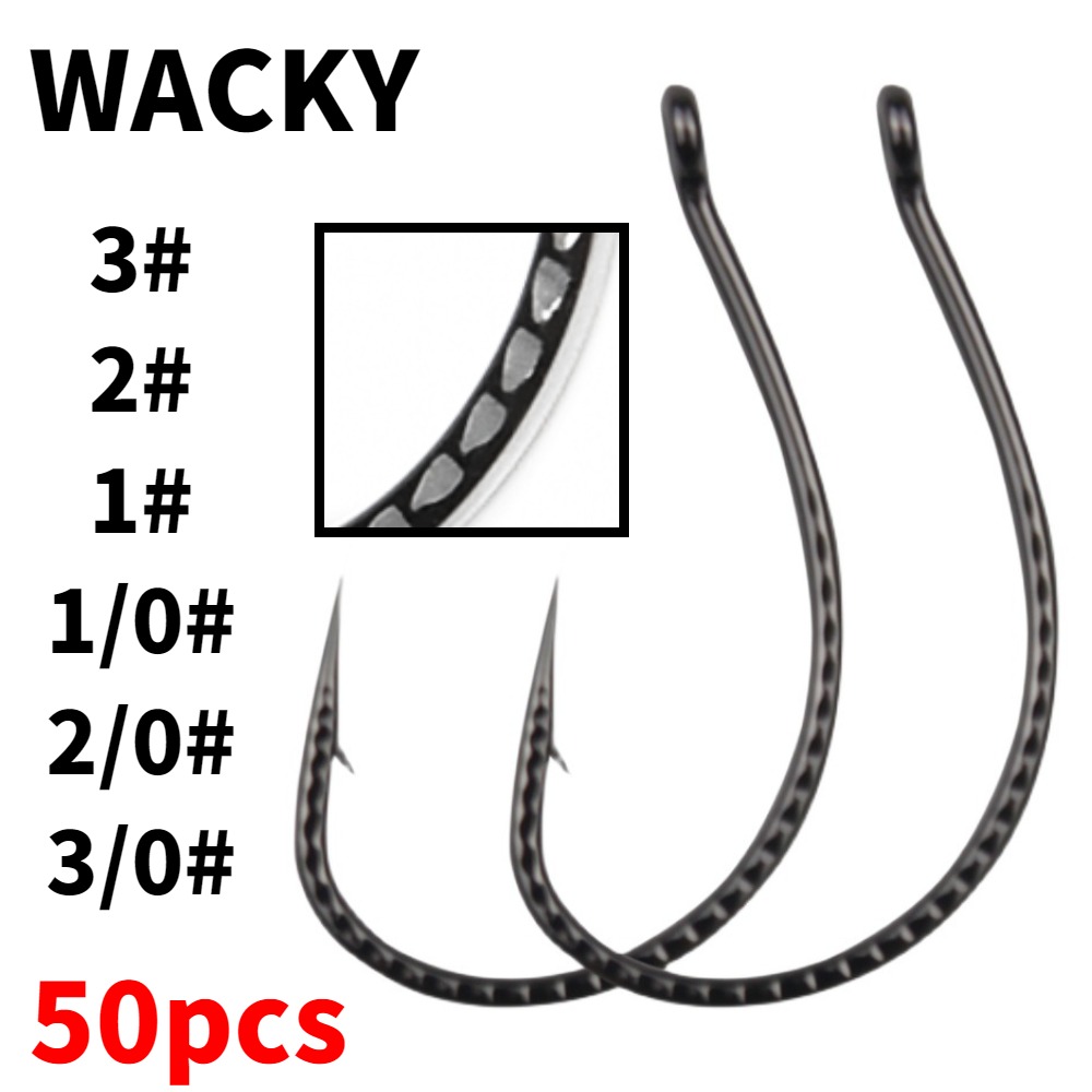 Fishing Hook Assortment - 50pcs Wacky Hooks High Carbon Steel