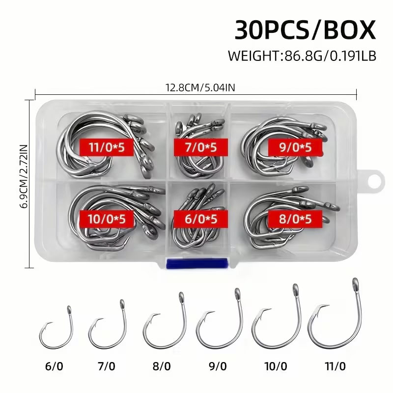 30pcs/box Fishing Hooks Stainl – обзор и цена Fishing Hook Assortment