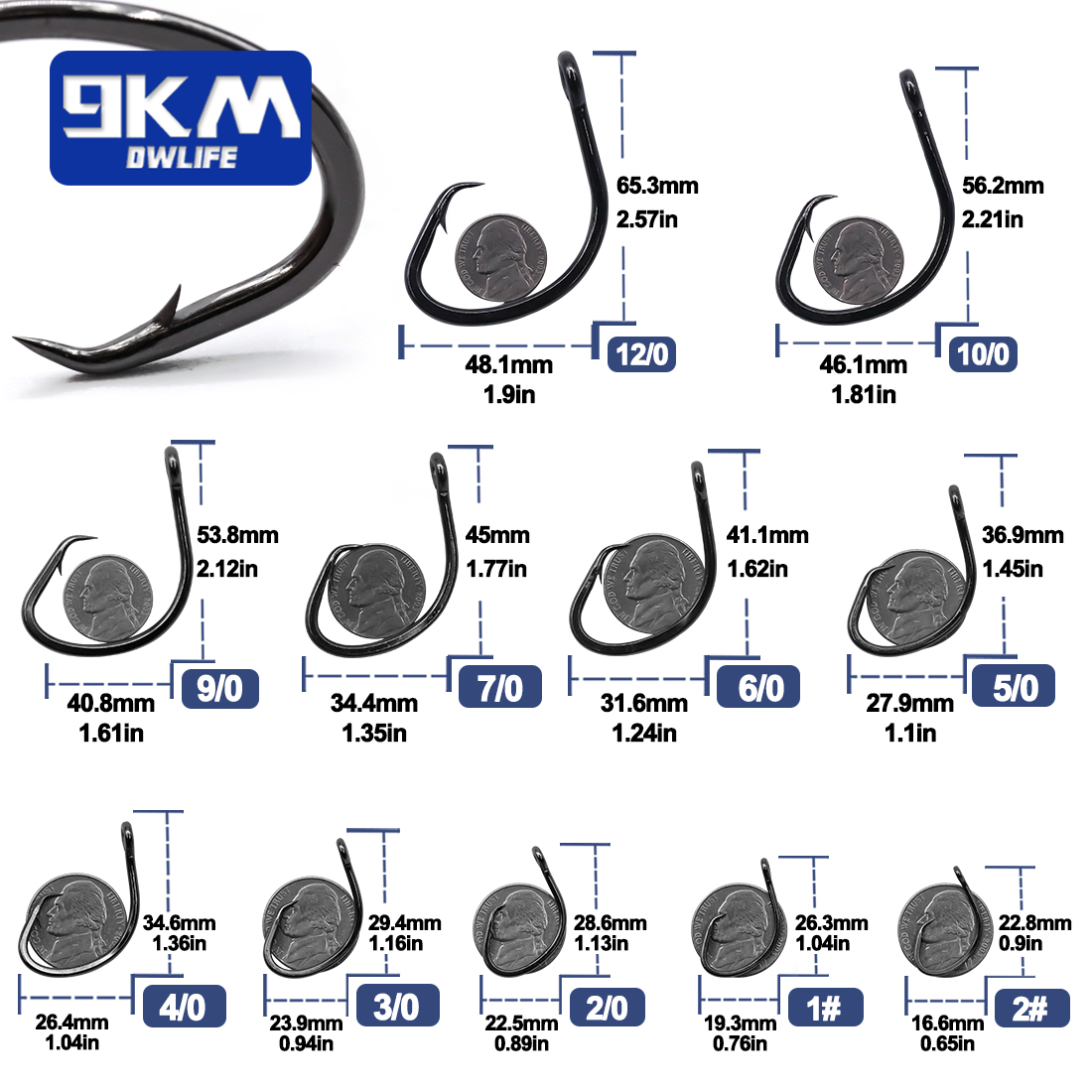 9KM Circle Hooks 25~50Pcs Salt – обзор и цена Fishing Hook Assortment