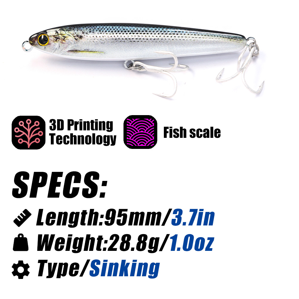 B&U Sinking Pencil Fishing Lur – обзор и цена Fishing Hook Treble
