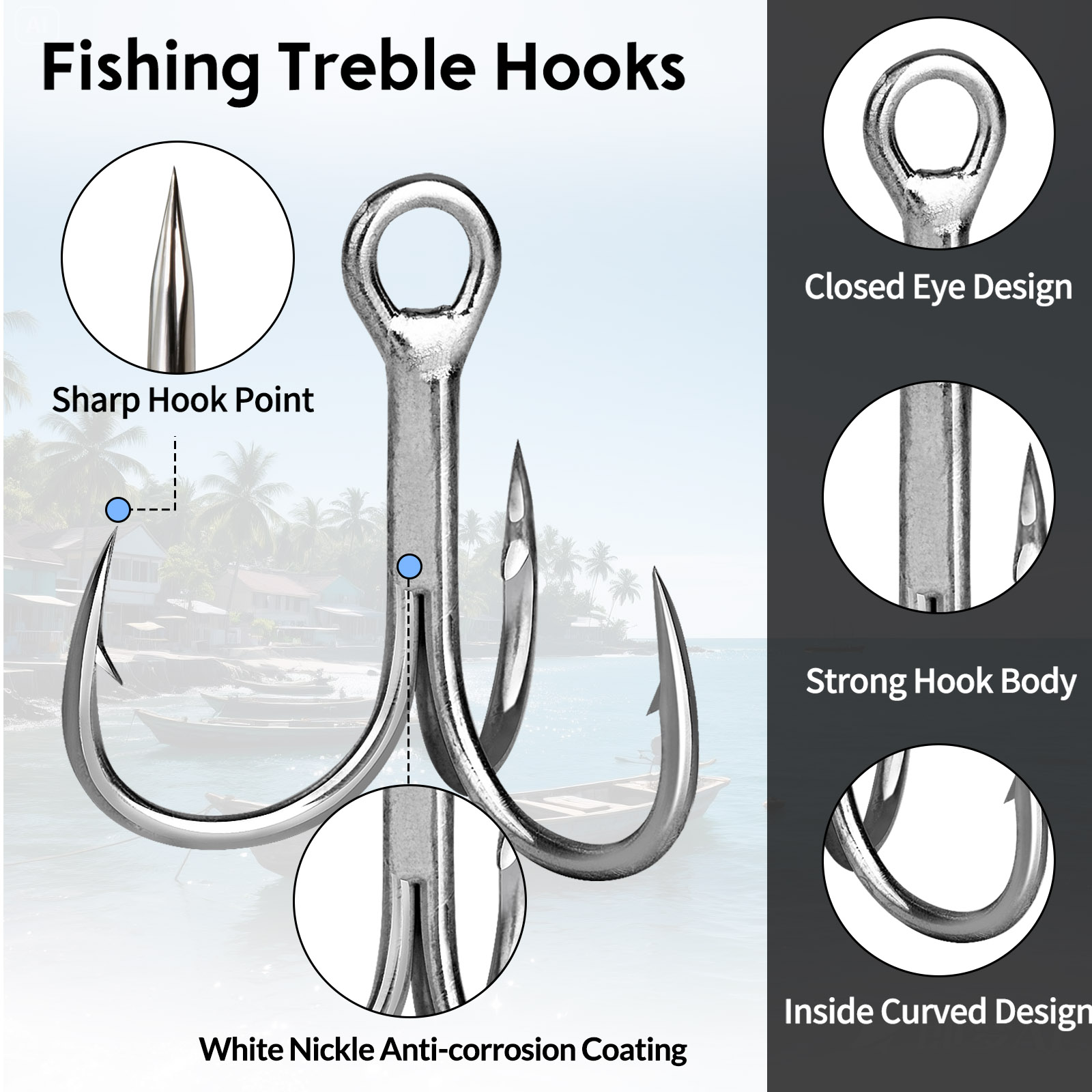 9KM Saltwater Treble Hooks 3X  – обзор и цена Fishing Hook Offset
