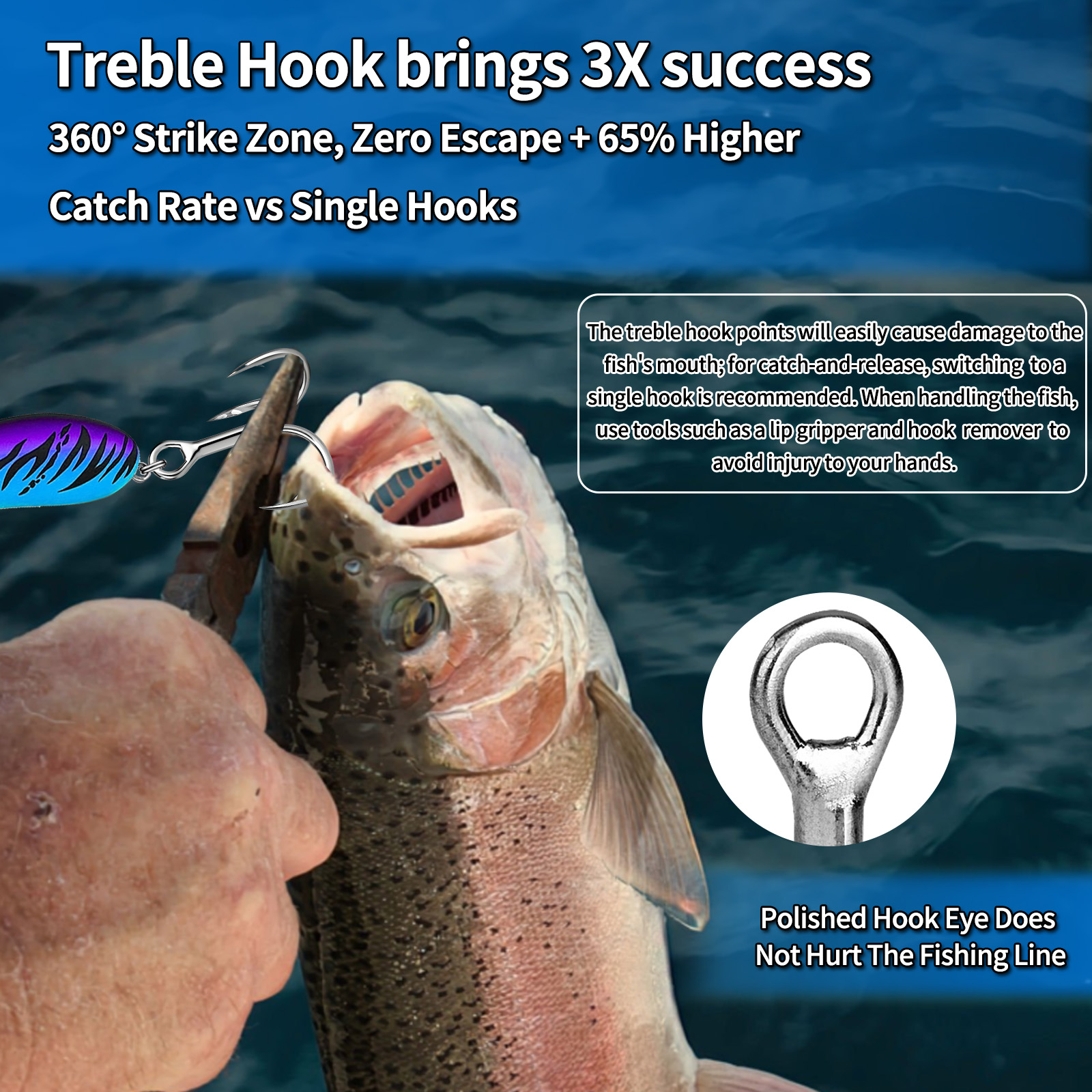 9KM Saltwater Treble Hooks 3X  – обзор и цена Fishing Hook Offset