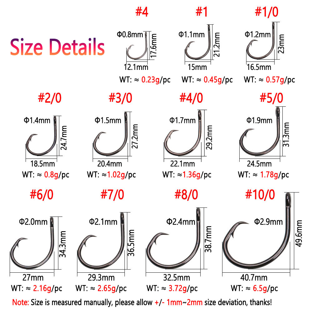 Bimoo 5pcs #4~8/ 0 Heavy Wide  – обзор и цена Fishing Hook Circle