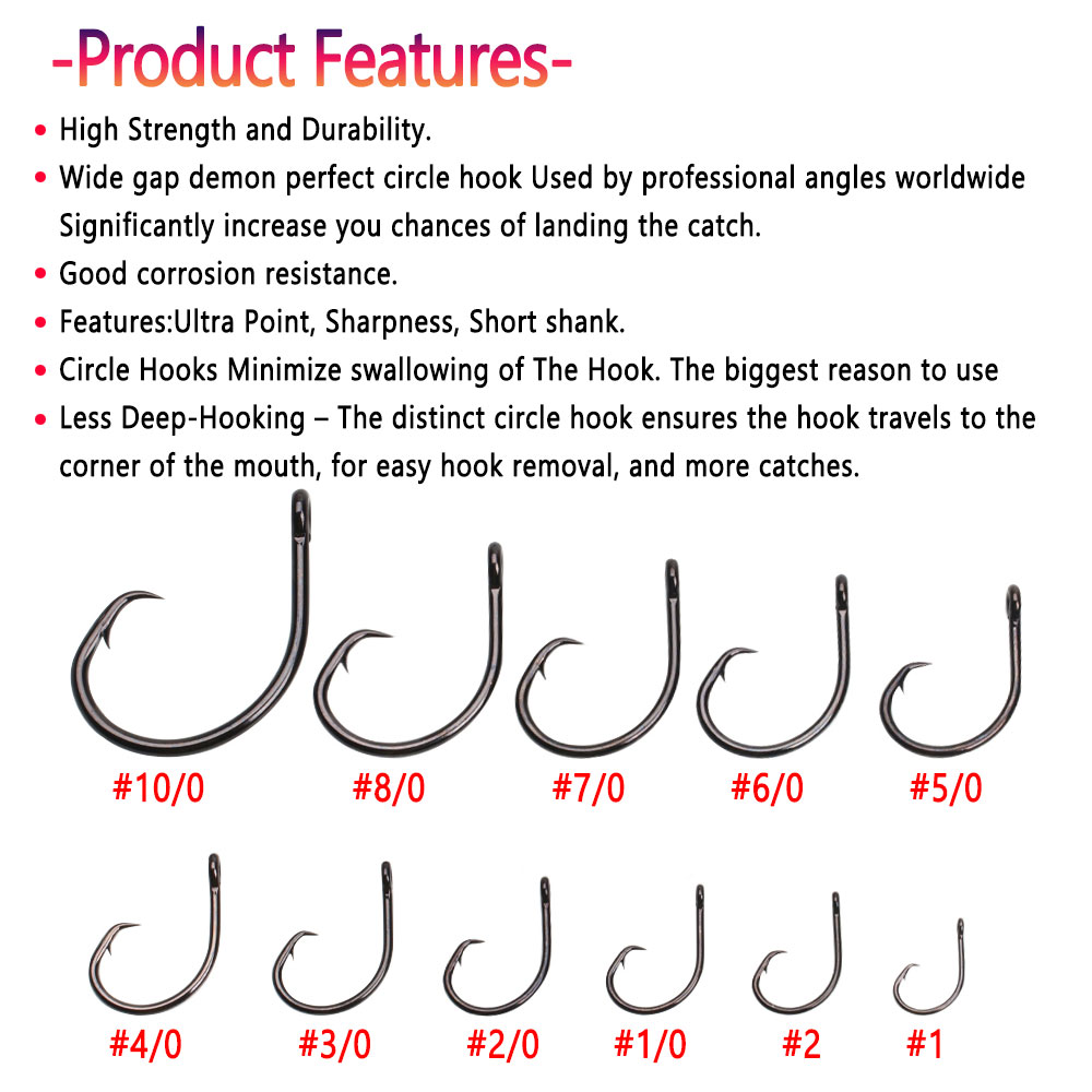 Bimoo 5pcs #4~8/ 0 Heavy Wide  – обзор и цена Fishing Hook Circle